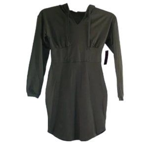 No Boundaries Hoodie Dress  color soldier green Size XS